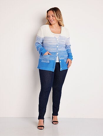 Gilet long col V boutonné coton