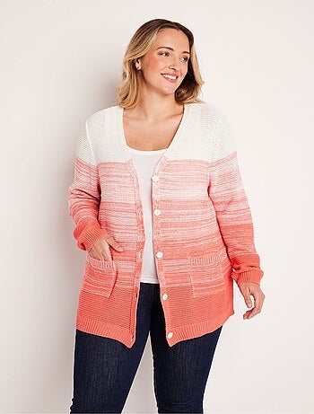 Gilet long col V boutonné coton