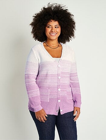 Gilet long col V boutonné coton
