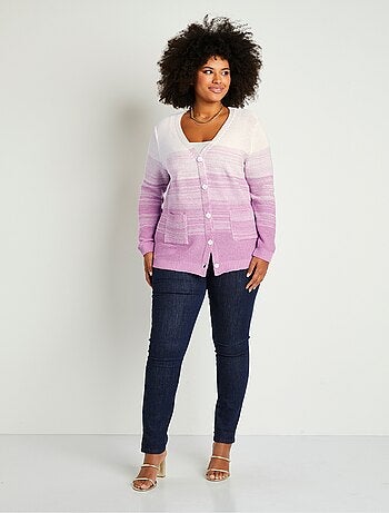 Gilet long col V boutonné coton