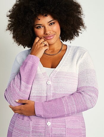 Gilet long col V boutonné coton
