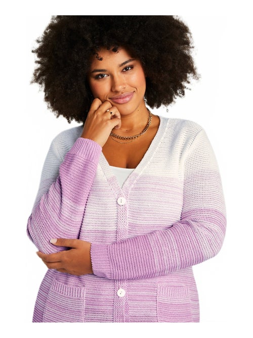 Gilet long col V boutonné coton - Kiabi