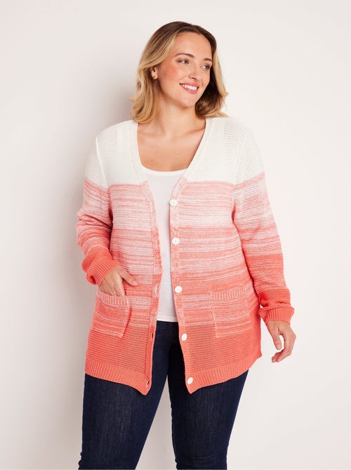 Gilet long col V boutonné coton - Kiabi