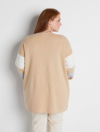 Gilet long col V jacquard rayé