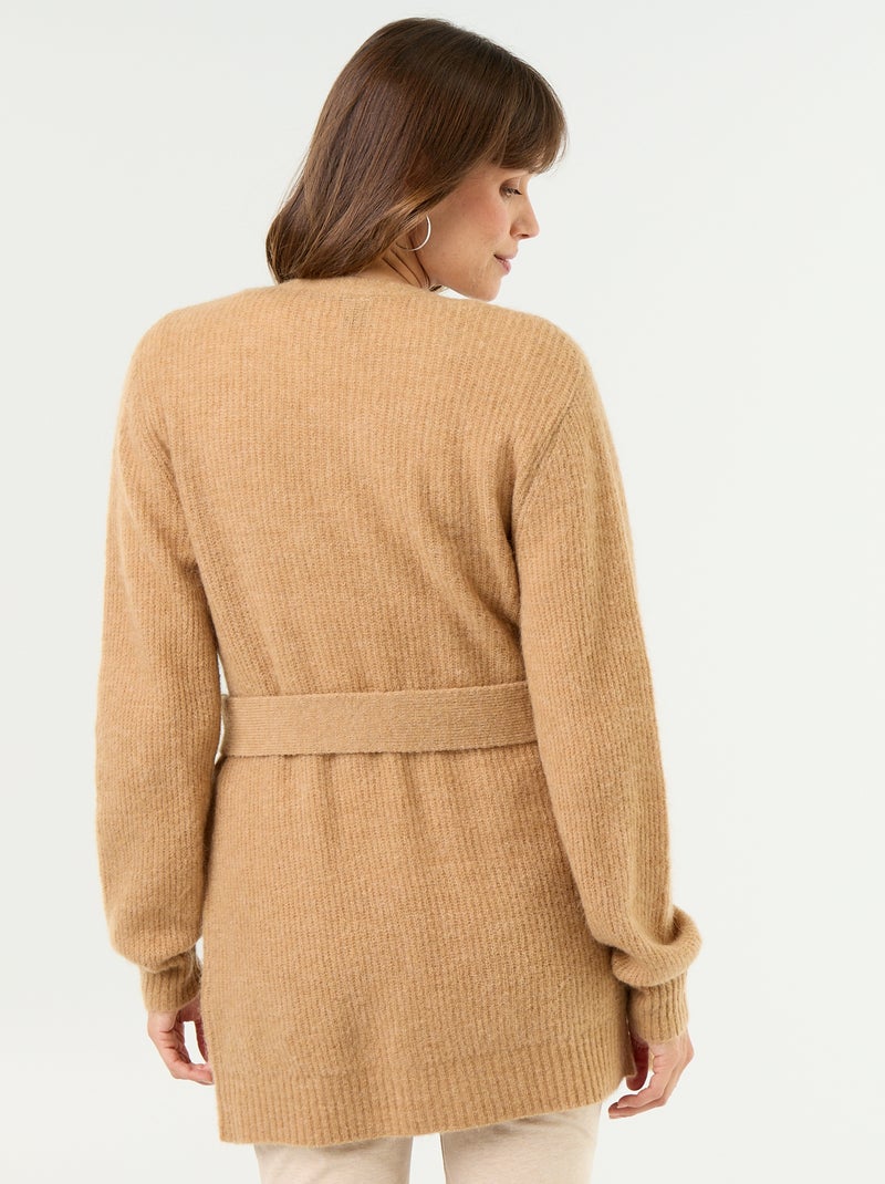 Gilet long de maternité en mohair mélangé Beige - Kiabi