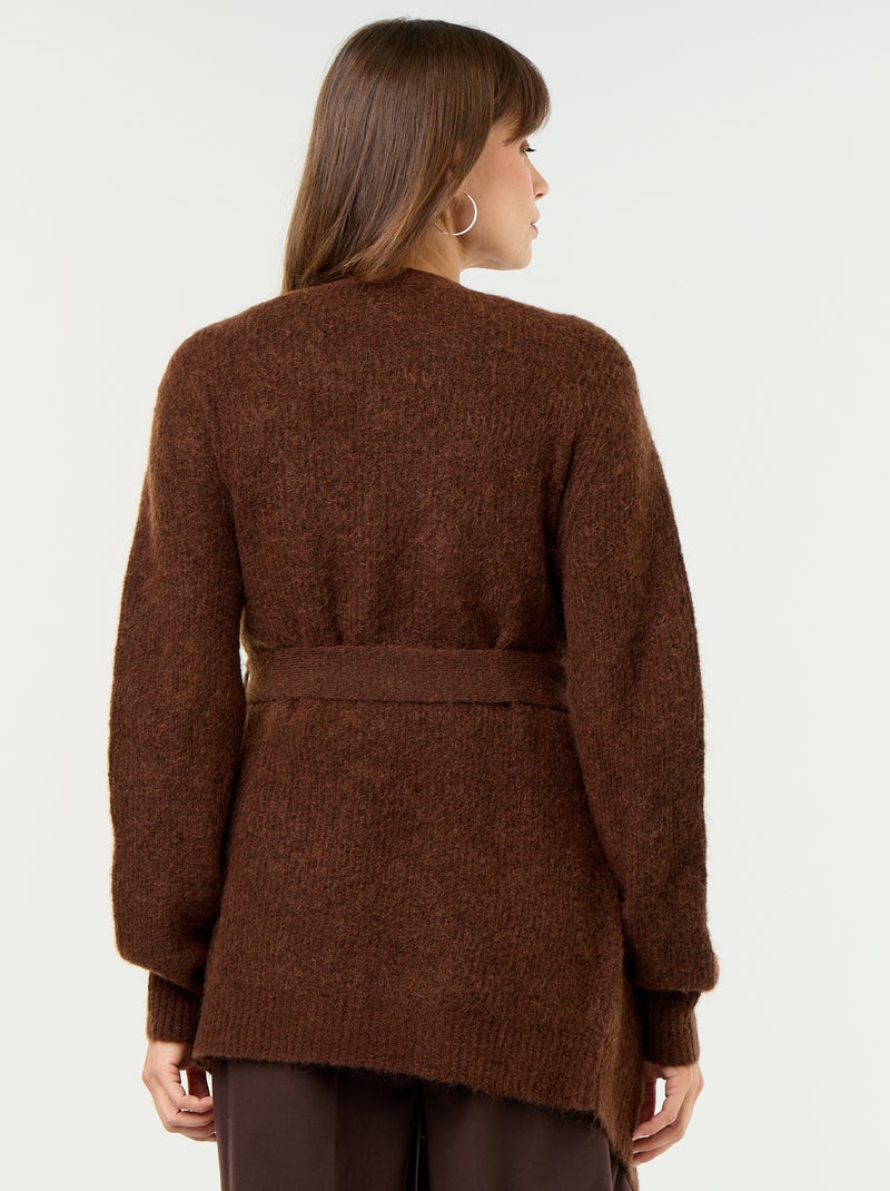 Gilet long de maternité en mohair mélangé Marron - Kiabi