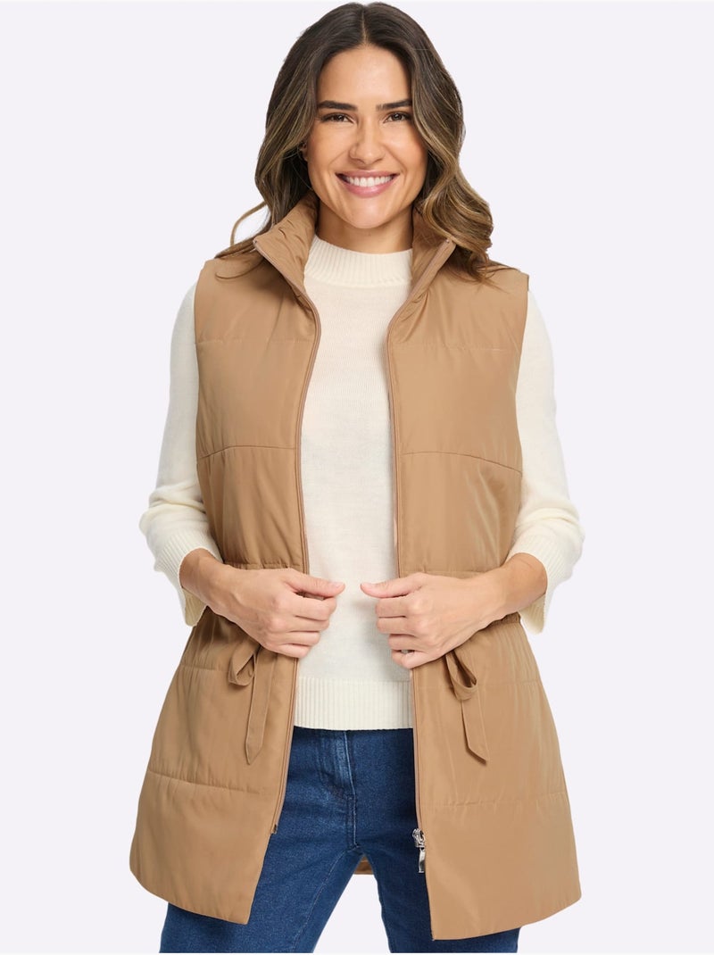 Gilet long doublée et matelassée - taille standard - moda vilona Doré - Kiabi