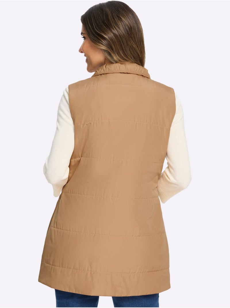 Gilet long doublée et matelassée - taille standard - moda vilona Doré - Kiabi