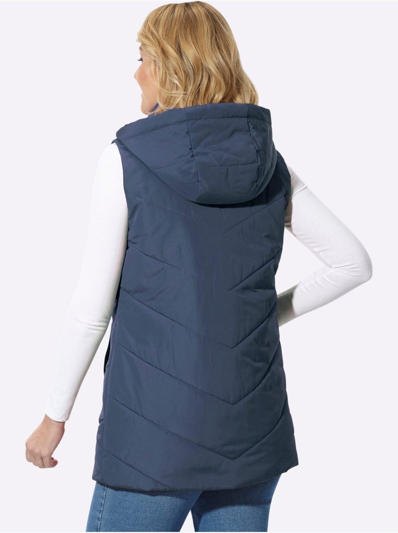Gilet long doublure et garnissage chaud - taille standard - moda vilona Bleu gris - Kiabi