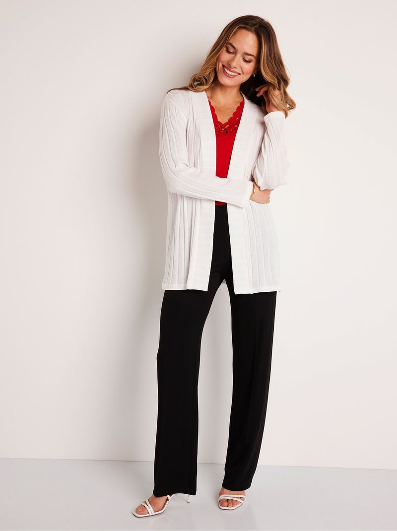 Gilet long droit - Afibel Ecru - Kiabi