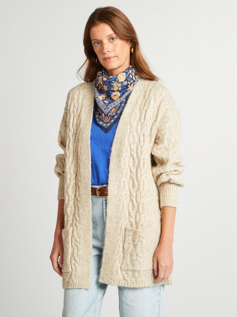 Gilet long en laine mélangé 'JDY' Beige - Kiabi