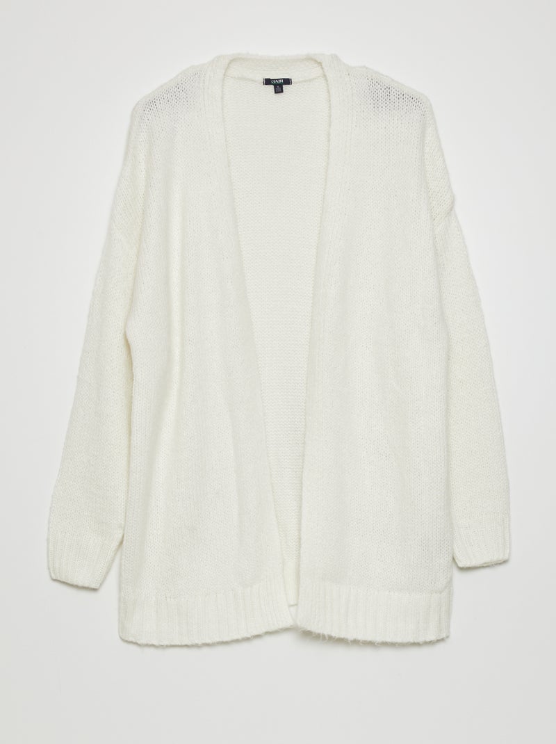 Gilet long en maille Blanc - Kiabi