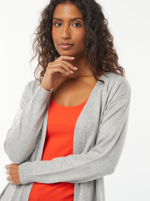 Gilet long en maille fine - Kiabi