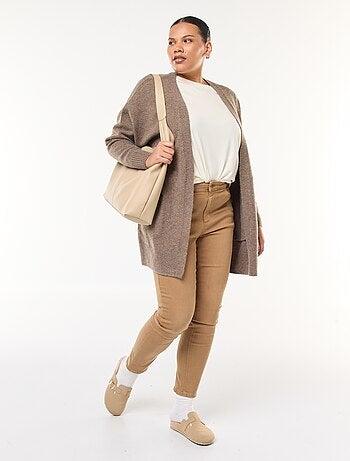 Gilet long en maille tricot avec 2 poches