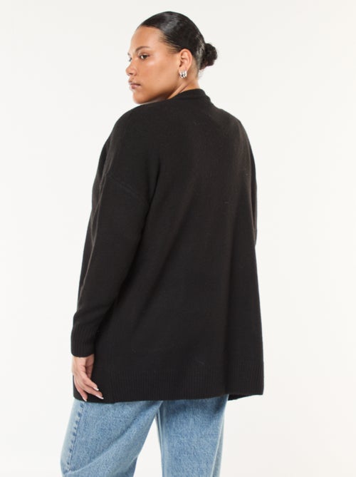 Gilet long en maille tricot avec 2 poches - Kiabi