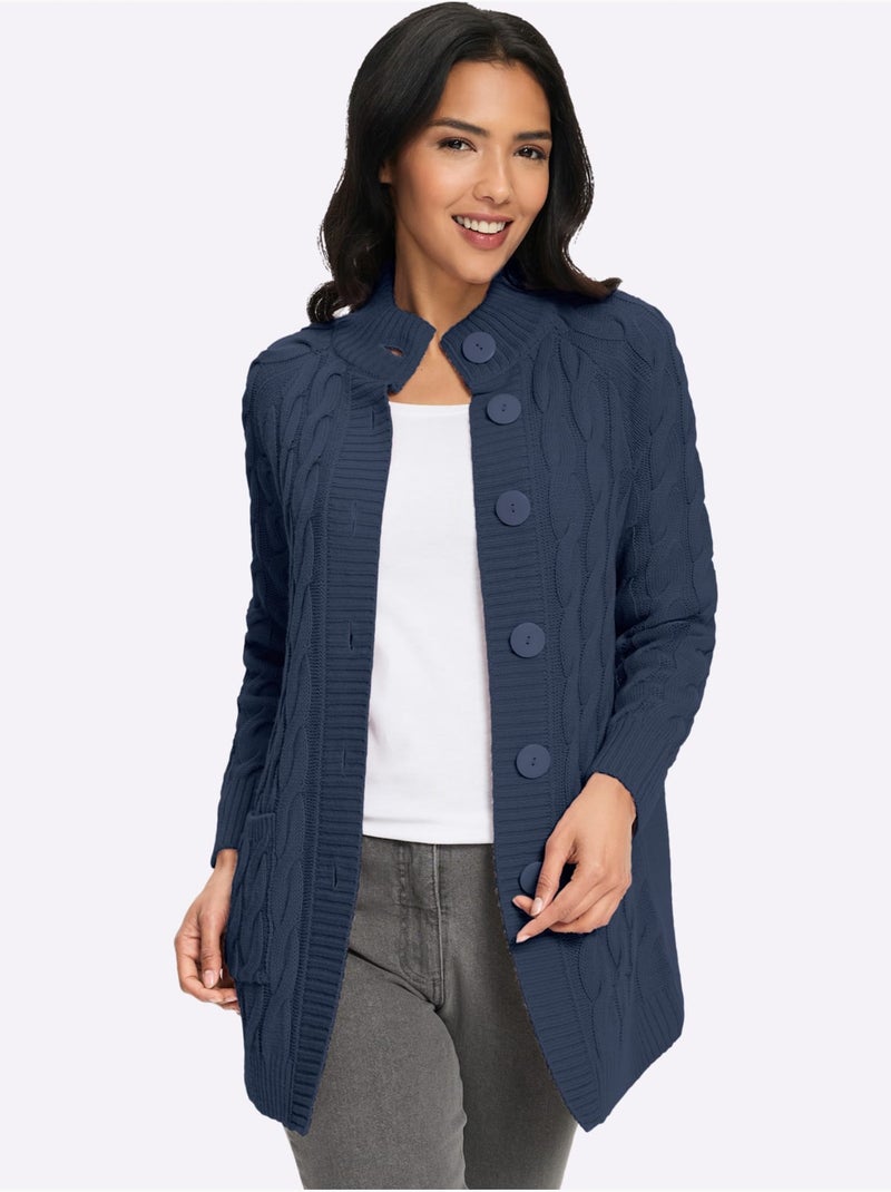 Gilet long en tricot coupe longue tendance - taille standard - moda vilona Bleu gris - Kiabi