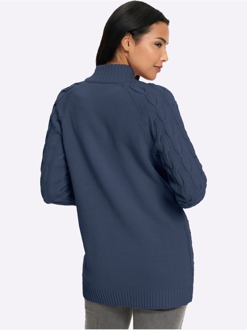 Gilet long en tricot coupe longue tendance - taille standard - moda vilona Bleu gris - Kiabi