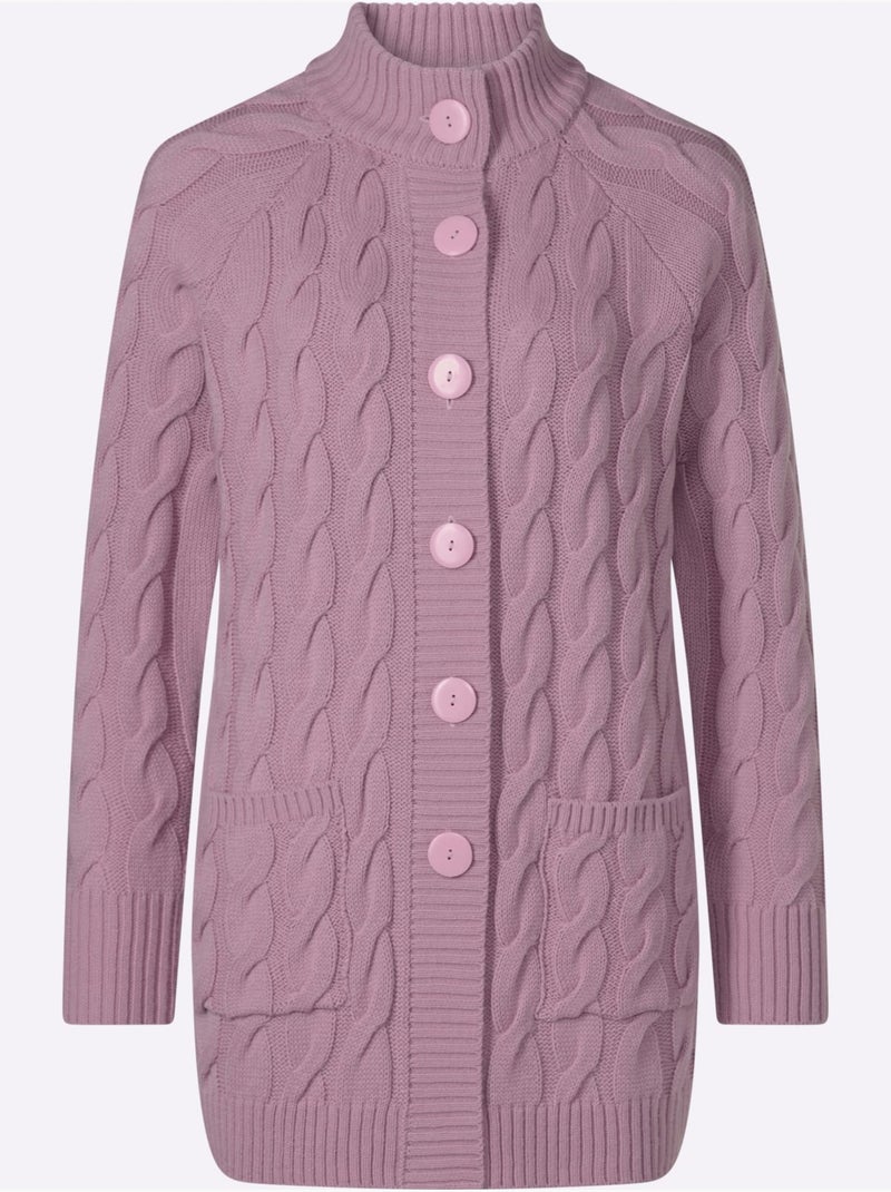 Gilet long en tricot coupe longue tendance - taille standard - moda vilona Mauve - Kiabi