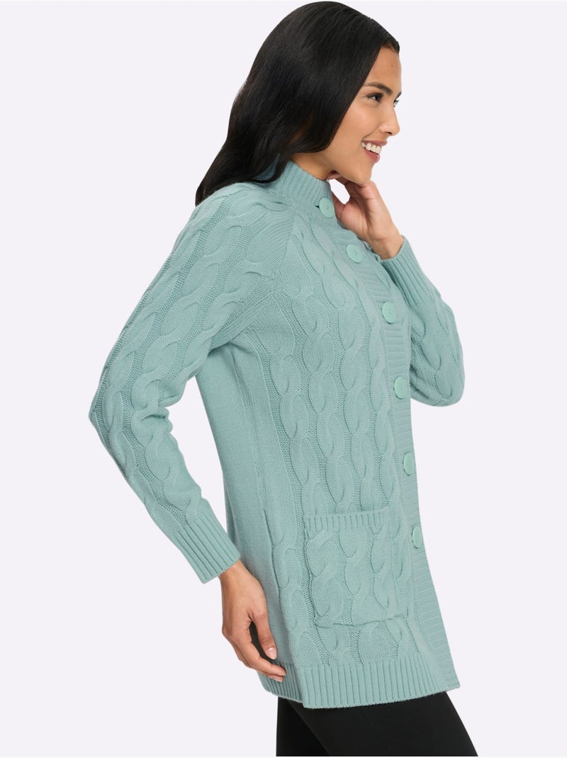 Gilet long en tricot coupe longue tendance - taille standard - moda vilona Menthe - Kiabi