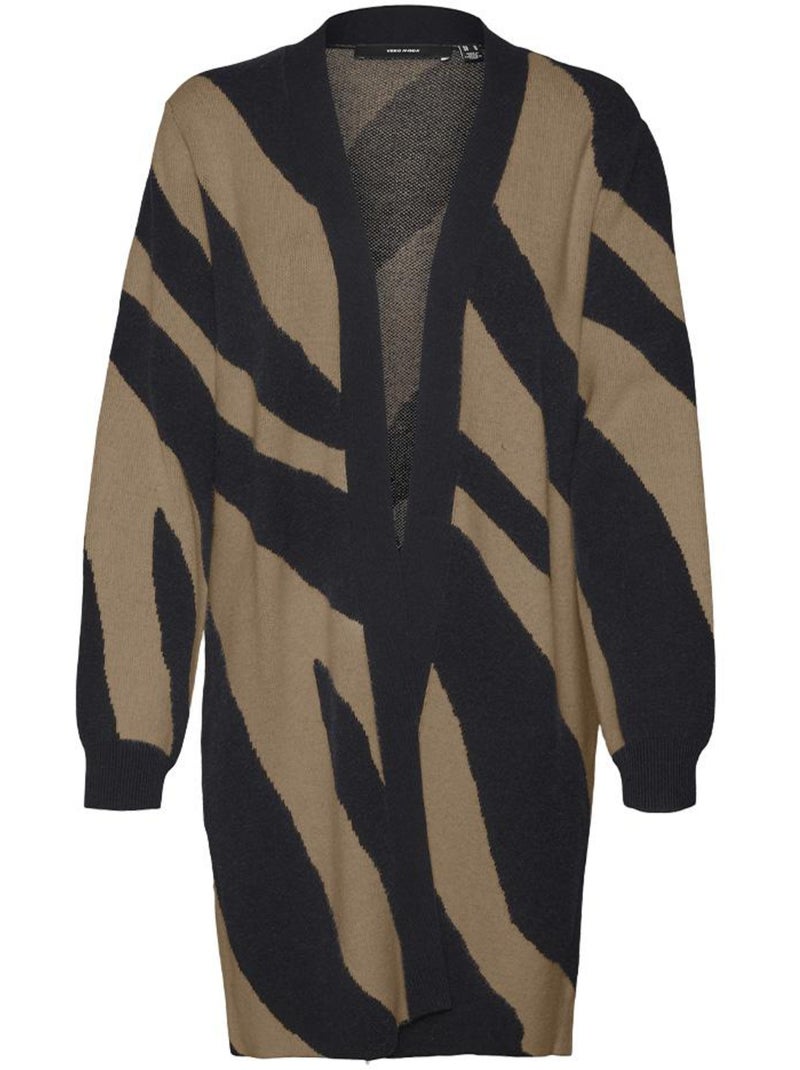 Gilet Long Femme Vero Moda Beige/Noir - Kiabi
