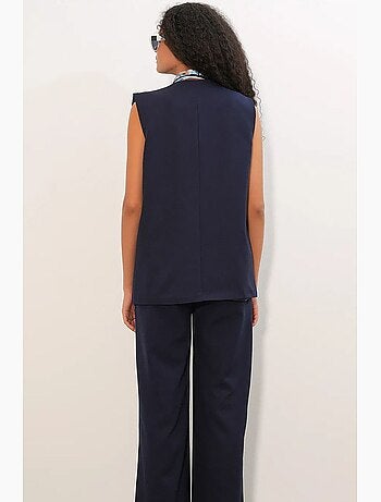 Gilet long habillé à col en v et boutons bdart