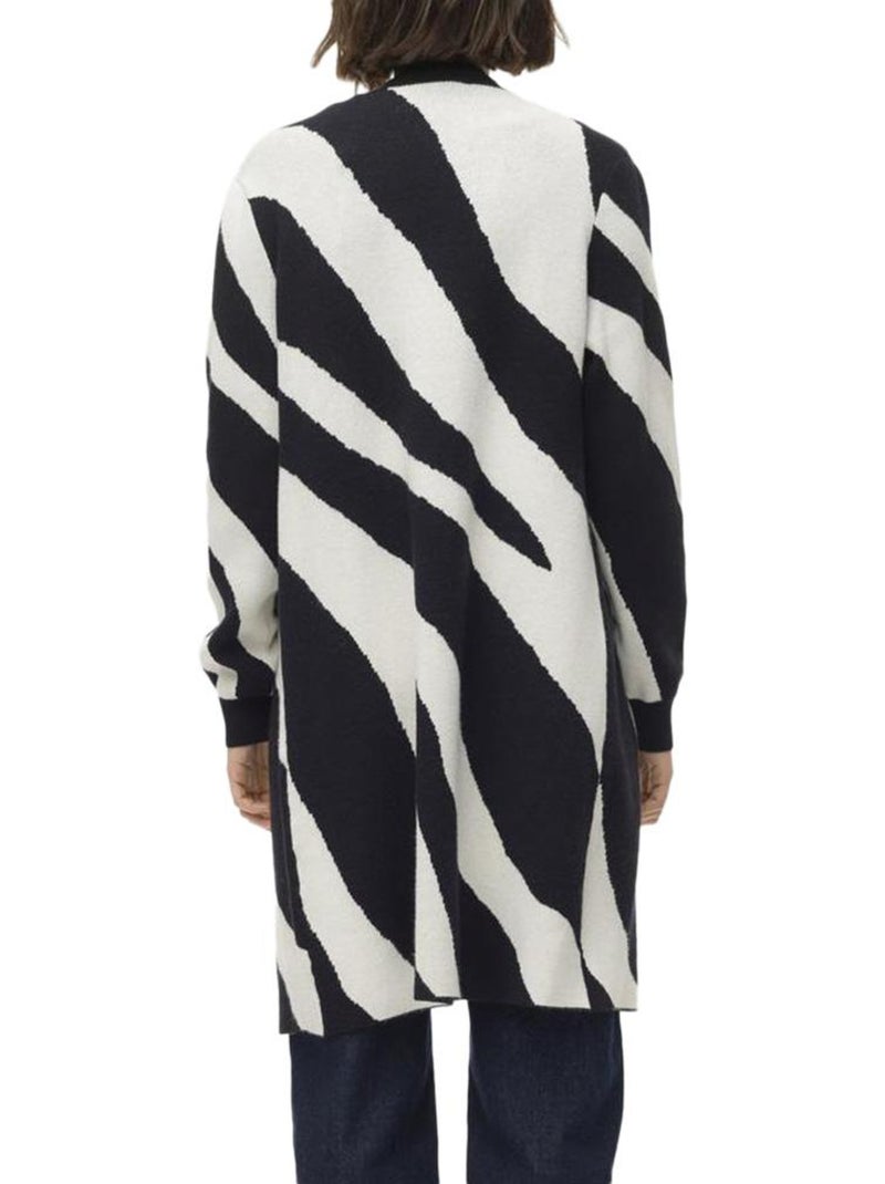 Gilet Long  Imprimé Femme Vero Moda Nancy Open Noir - Kiabi