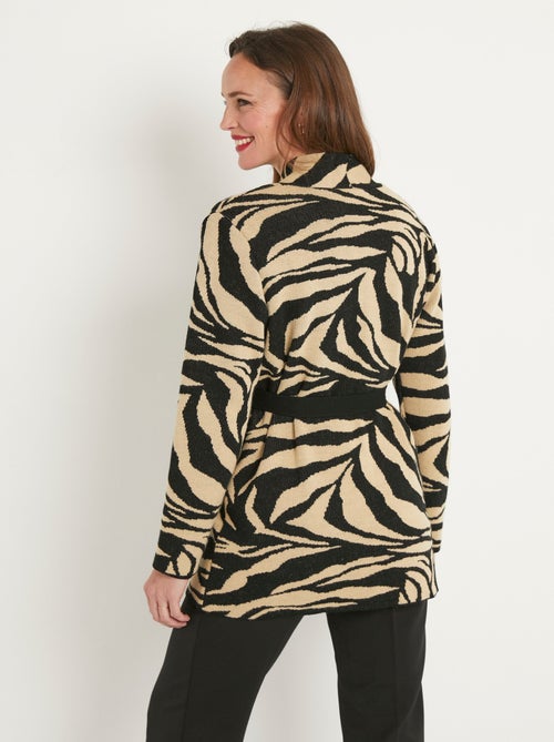 Gilet long jacquard peau de bête bord à bord - Afibel - Kiabi
