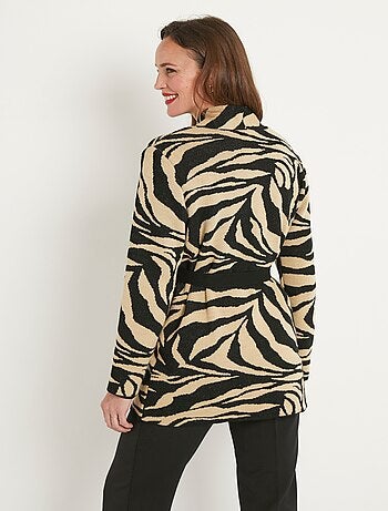Gilet long jacquard peau de bête bord à bord