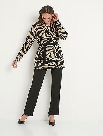 Gilet long jacquard peau de bête bord à bord