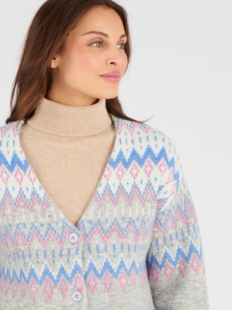 Gilet long jacquard Thermolactyl - Damart Gris - Kiabi