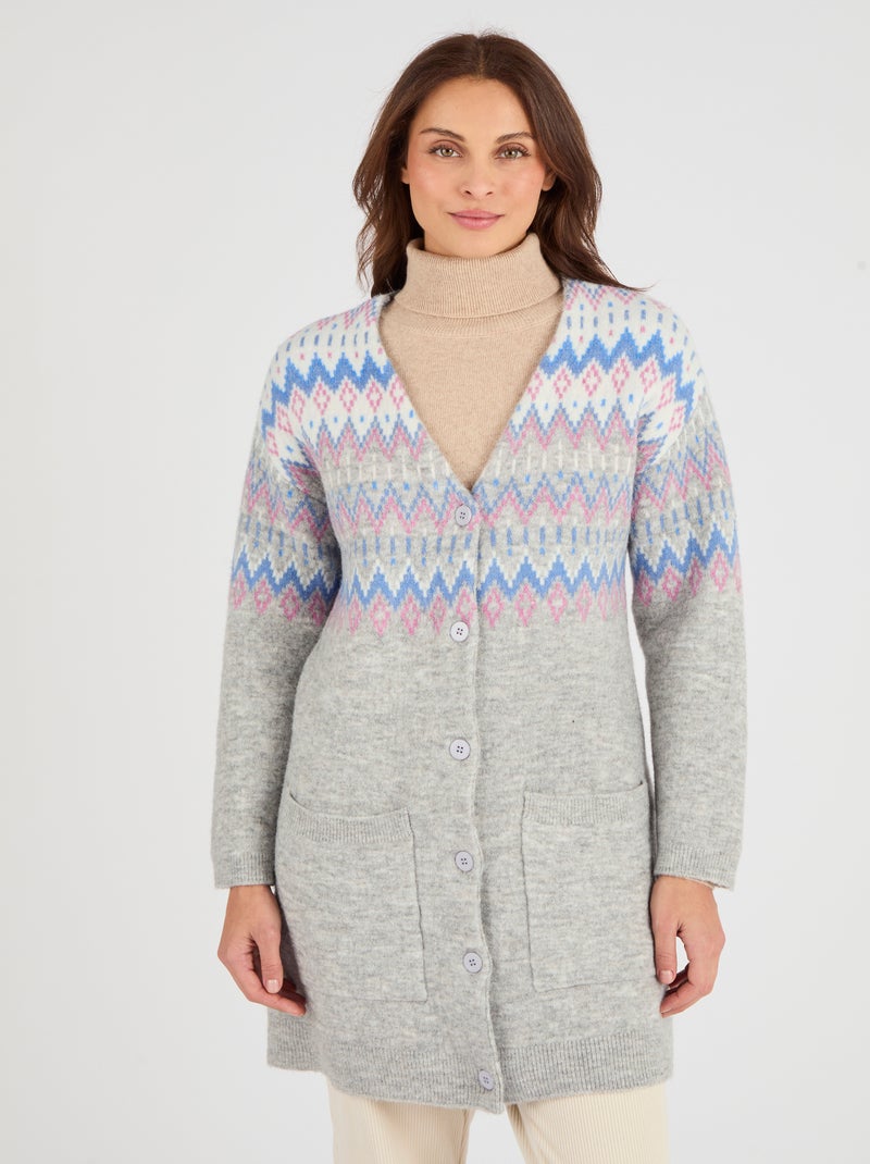 Gilet long jacquard Thermolactyl - Damart Gris - Kiabi