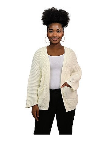 Gilet long maille avec poches plaquées