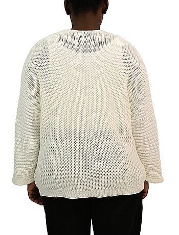 Gilet long maille avec poches plaquées