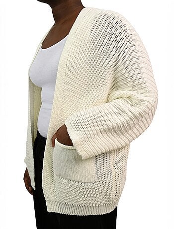 Gilet long maille avec poches plaquées