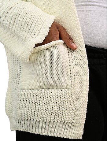 Gilet long maille avec poches plaquées