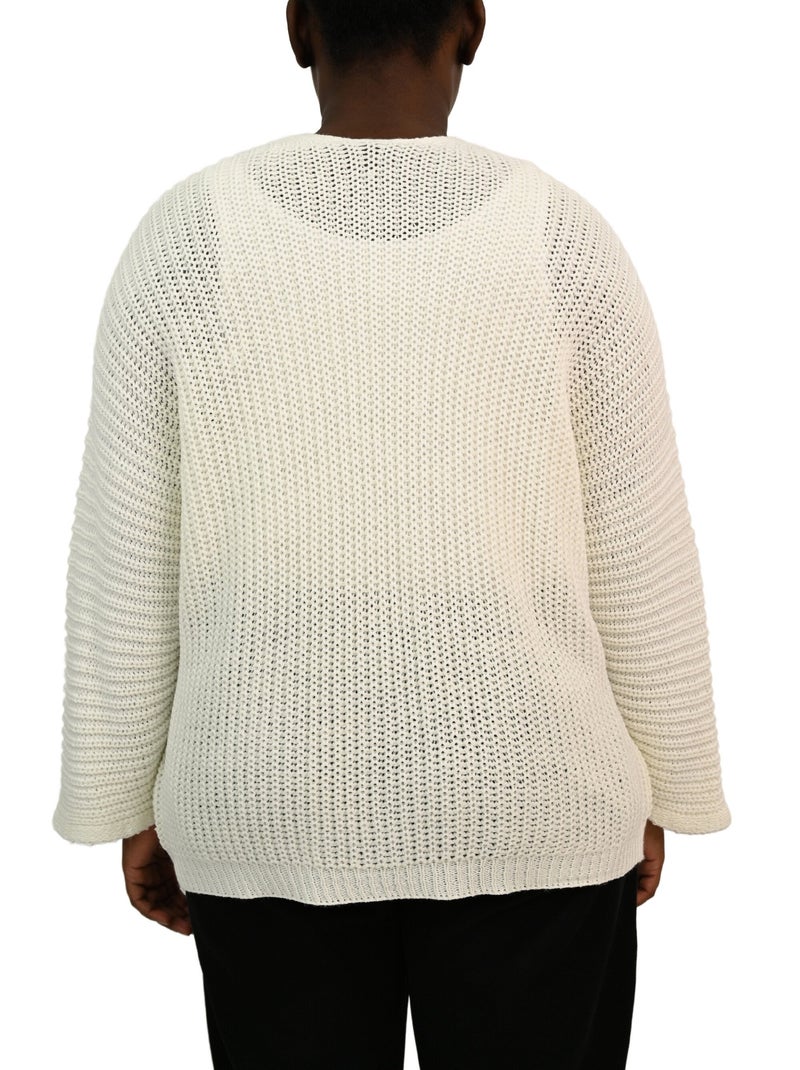 Gilet long maille avec poches plaquées Blanc - Kiabi