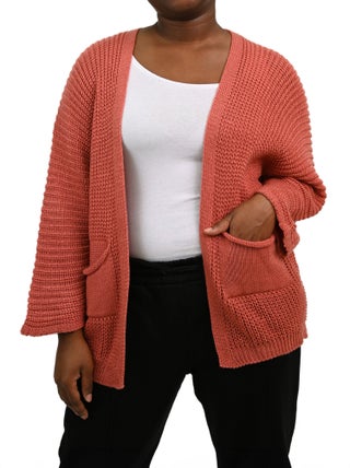 Gilet long maille avec poches plaquées