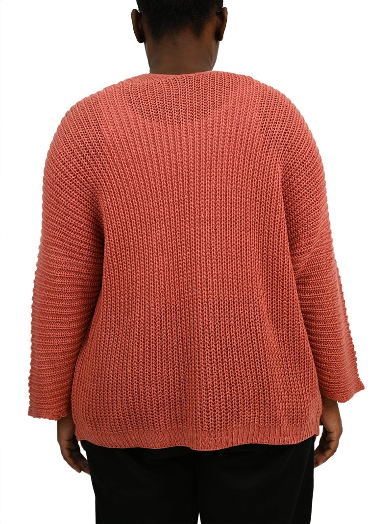 Gilet long maille avec poches plaquées Vieux rose - Kiabi