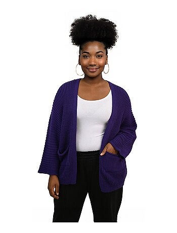 Gilet long maille avec poches plaquées