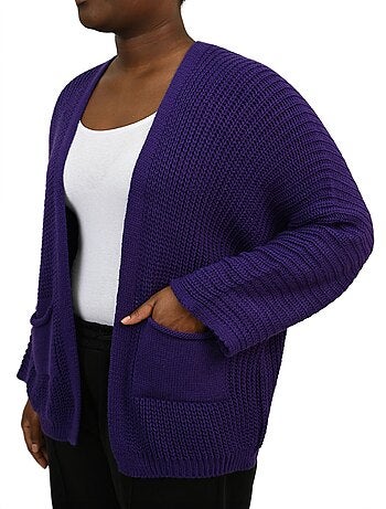 Gilet long maille avec poches plaquées