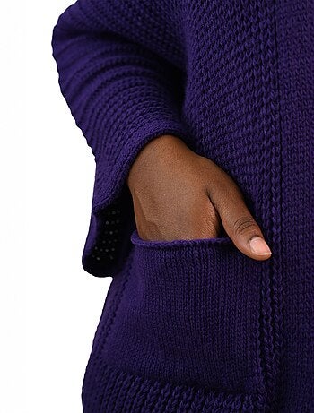 Gilet long maille avec poches plaquées