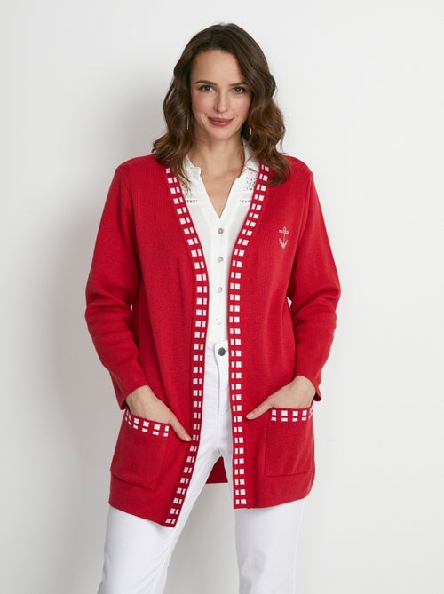Gilet long maille coton - Kiabi