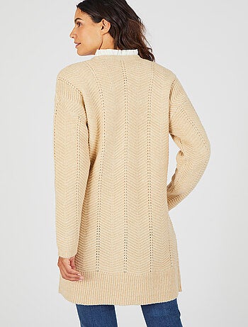 Gilet long maille fantaisie - Damart