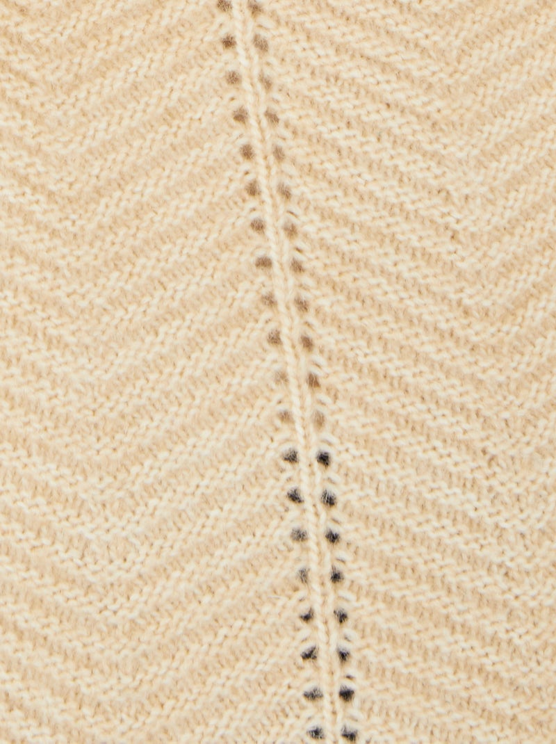 Gilet long maille fantaisie - Damart Beige chiné - Kiabi