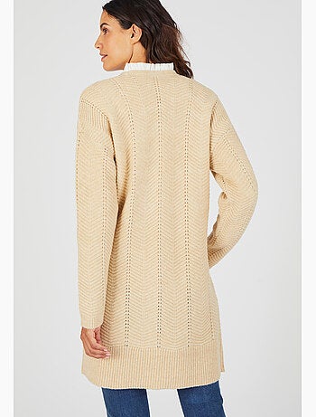 Gilet long maille fantaisie - Damart