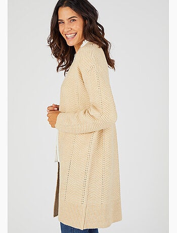 Gilet long maille fantaisie - Damart