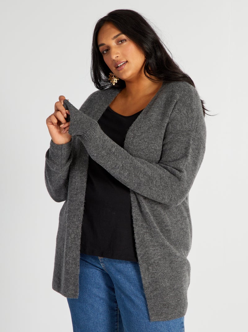 Gilet long manches chauve-souris Anthracité - Kiabi
