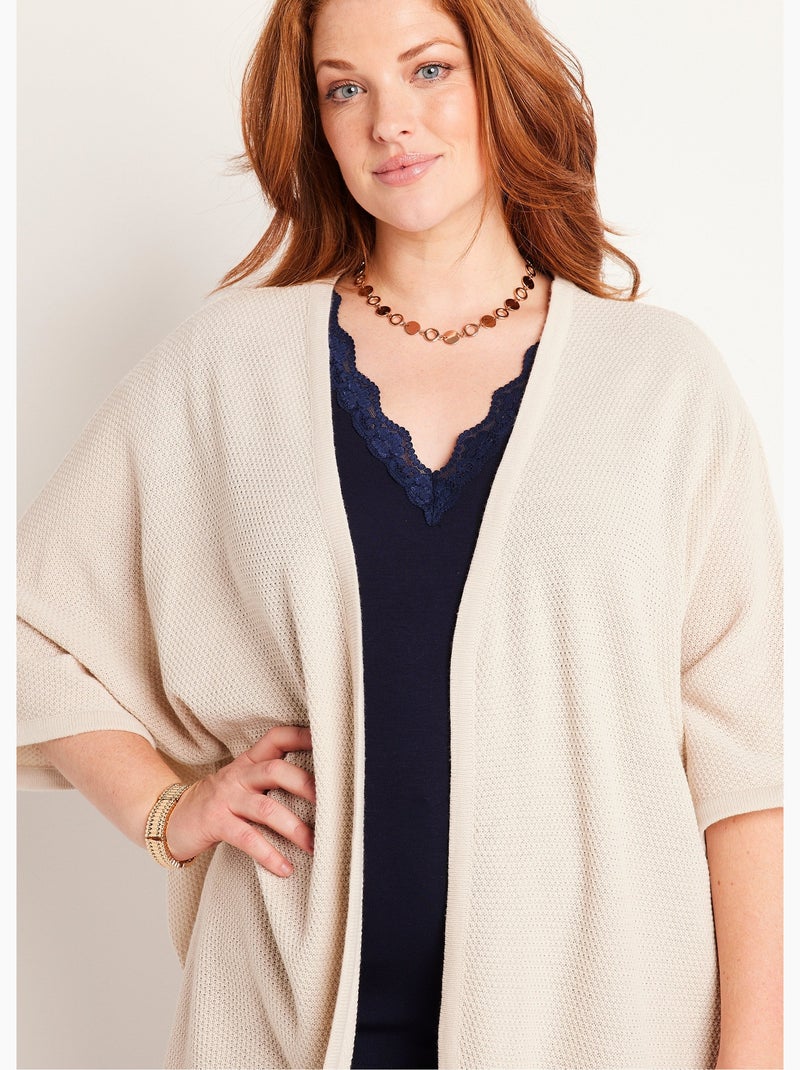 Gilet long manches courtes - Afibel Beige - Kiabi