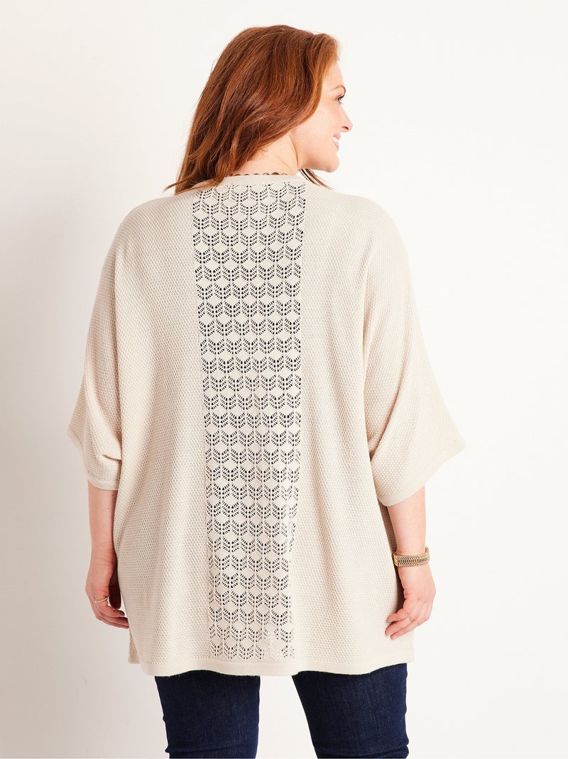 Gilet long manches courtes Beige - Kiabi