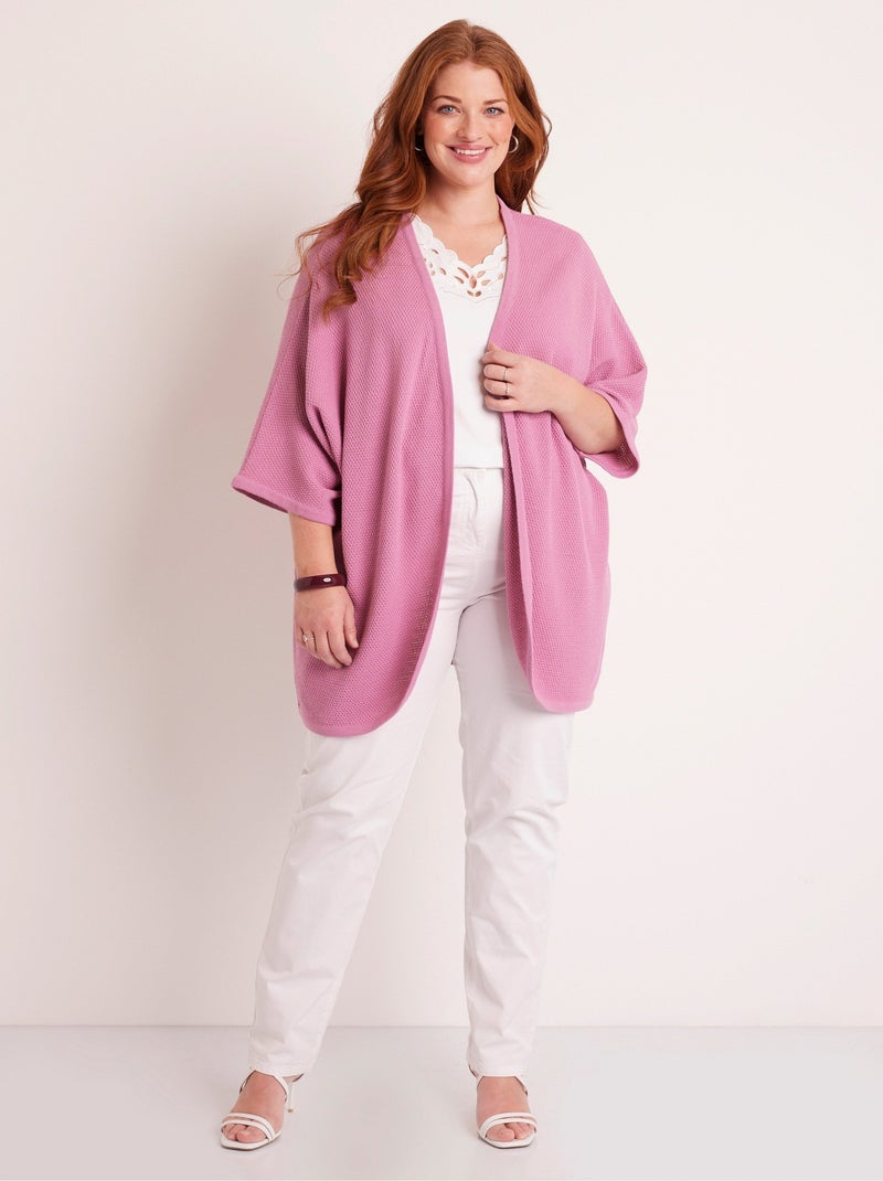 Gilet long manches courtes Rose - Kiabi
